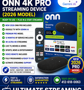 NEW SERVICE: ONN 4K PRO STREAMING DEVICE (2026 MODEL) WITH 1 YEAR SERVICE